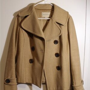 Banana Republic Tan Double-Breasted Pea Coat